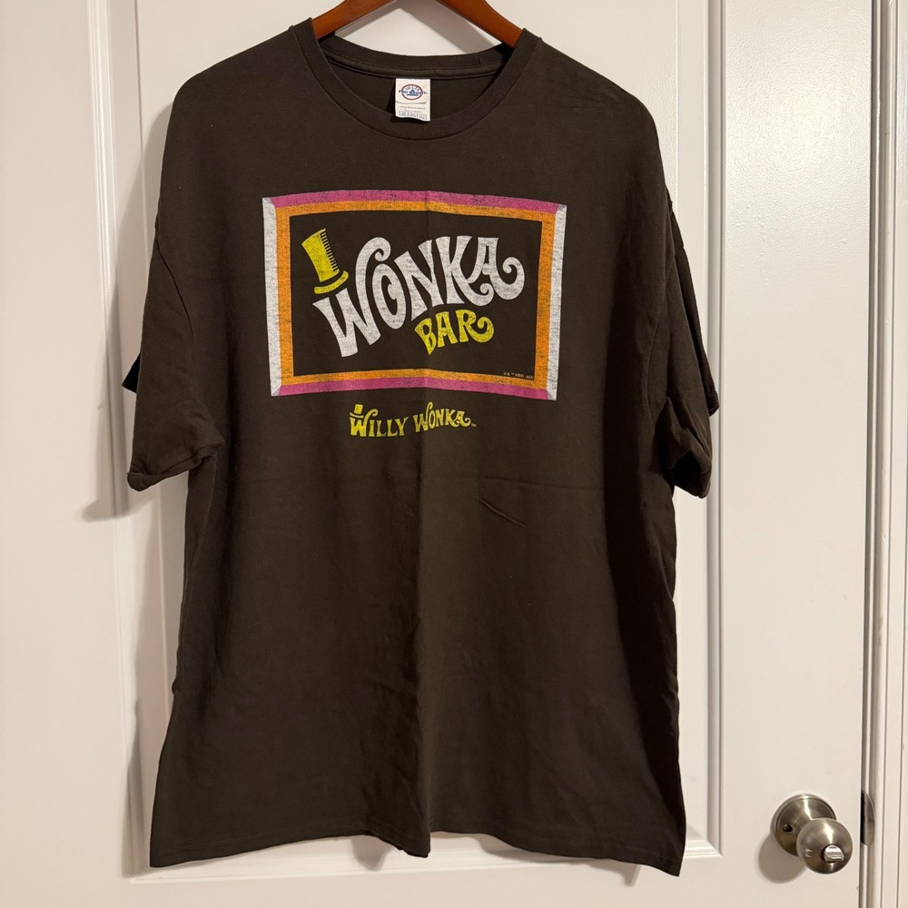Willy Wonka Wonka Bar Graphic T-Shirt Brown Delta Pro Weight 2XL Mens Chocolate